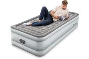 Bestway King Queen Double Single Size Air Bed | Airbed with Built-in Electric Pump, Fast Inflation, Wave Beam Support Mattress with Storage Bag, Grey