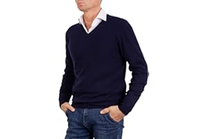 MARENZA Scollo V Uomo Misto Cashmere Seta Made in Italy Maglione Paricollo Pullover Manica Lunga Lana Merino Cachemire Maglioncino Beige Blu Grigio Maglia Regalo Abbigliamento Inverno