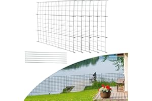 Izrielar Valla para estanque de jardín, juego completo, 11 unidades, valla metálica, para perros, 5 elementos de valla, 6 barras de fijación (recta), longitud 3,75 m, vallas de jardín verde