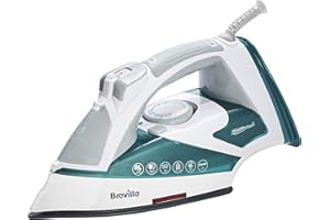 Breville POWERSTEAM 2600W Ferro da Stiro a Vapore, Piastra in Ceramica, Colpo Vapore 220 g, Getto Vapore Verticale 50g/min, Auto Spegnimento, Bianco/Turchese