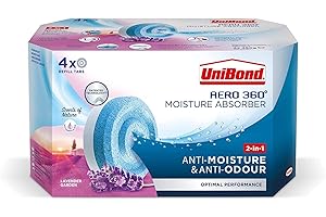 UniBond AERO 360° Moisture Absorber Lavender Garden Refill Tab, aromatherapy, ultra-absorbent and odour-neutralising, for AERO 360° Dehumidifier, Condensation Absorbers, 4 Pack (4 x 450g)