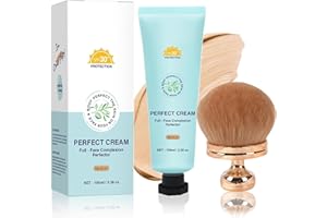 VOKKRV Body Coverage Perfector with SPF 30+, All-Over Complexion Perfector CC Cream, Full Coverage Foundation & Concealer Cream, Waterproof, Long-Lasting for Shimmery Face & Body (Medium+brush)
