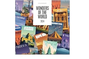 Grupo Erik Wonders Of The World Calendar 2024 12" x 12" | 12 Month Planner | Square Wall Calendar 2024 | Family Planner Calendar 2024 | Travel Calendar 2024 | Nature Calendar | + 4 Bonus Months