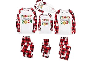 Shffuw 2024 Weihnachts Pyjama Familie Set, Weihnachten Schlafanzüge für Familie, Christmas Pyjama Set, Weihnachts Bedruckte Lang Tops+Hosen Strampler, Schlafanzug Outfit für Damen Herren Kinder Baby
