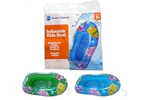A TO Z SWIM&SPLASH Swim&Splash Inflatable Kids Boat, 112 x 70 cm, Age 3+, for Pools Beach Garden, Blue, Green
