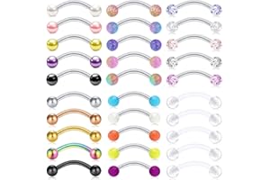 Rajnard 16G Eyebrow Bar Curved Barbell Surgical Steel Rook Daith Earring Eyebrow Piercing Jewelry Pack for Women Men