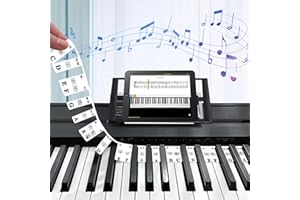 HUANMIN 88 Teclas Pegatinas de Teclado Extraíble, Tabla de Notas de Piano para Niños, Principiantes y Adultos Con Silicona