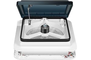 MINRS Ventilateur de toit, ventilateur d'extraction réversible, ventilateur de camping-car, ventilation de toit, lumière LED 12 V, ventilation pour camping-car, ventilateur de toit, 36 x 36cm