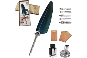AOMAYLL Lot de 5 stylos à plume vintage avec 5 plumes et encre noire, parfait pour les débutants en calligraphie (avec encre)