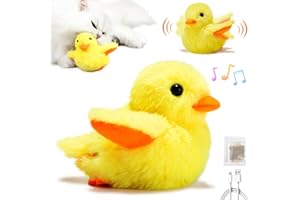 Jadyon Giocattolo Ricaricabile per Gatti Anatra, Anatra Giocattolo per Gatti Anatra in peluche Anatra con Ali Che Sbatte, Anatra Giocattoli Interattivo con Ali Vibranti, Lavabile.