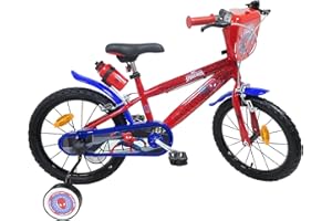 Kubbinga biciletta 16 Pollici, Bicicletta 4 ai 6 Anni Spiderman con stabilizzatori Laterali Unisex Bambini, Rosso e Blu