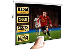 LUX-SCREEN Pantalla de proyeccion motorizada de 110", Tela Blanca de 2,43 x 1,38 Metros, cajetin de Acero 274 centímestros, Pantalla para proyector electrica con Mando inalambrico, Auto Enrollable, Formato 16:9