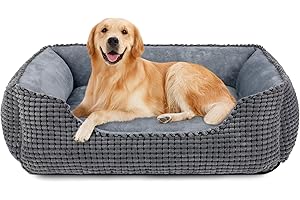 JOEJOY Panier pour Chien Grande Taille, Coussin pour Chien Duveteux Lavable, Panier pour Chat Antidérapant Lit pour Chien, Panier Chien Peut Accueillir Jusqu'à 27kg Animaux(89x63x23cm)