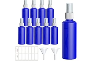 Qoosea 10 pcs Flacon Vaporisateur, 100ml Bouteille Spray Plastique Vide Avec Pulverisateur de Brouillard Fine, Vaporisateurs Cosmétiques Bleue