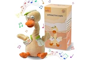 SWTOIPIG Juguete de pato parlante que imita imágenes de peluche e interactivo, que repite lo que dices, peluches sacudiendo el cuello, muñeca parlante