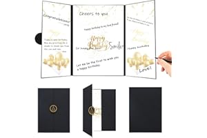 Braleto Libro de Invitados de Cumpleaños Decoraciones Alternativas para Hombres Mujeres, Certificado de Firma de Fiesta Negro Dorado, Decoraciones de Feliz Cumpleaños Tablero de Firmas Suministros