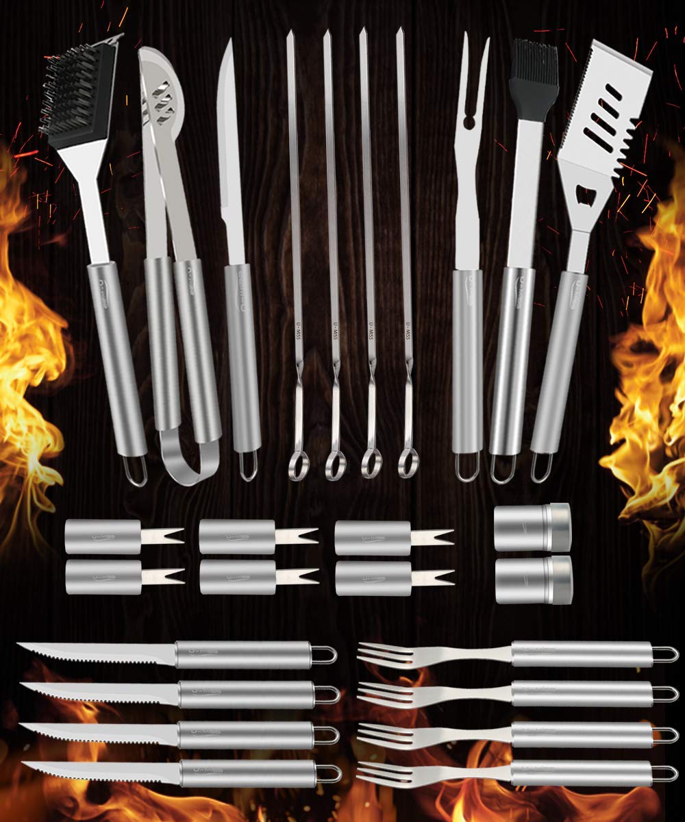 UMISS BBQ Grill Tools Set with 26 Barbecue Accessories Stainless