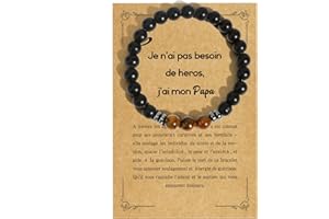 EMDRYZE Pierre Naturelle 8mm Bracelets Pour Homme Idee Cadeau Anniversaire Homme Cadeau Fete Des Peres Cadeau Ado Cadeau Pour Papa Grand Pere Mari Copain Couple Cadeau de Noel Homme Cadeau Personnalisé