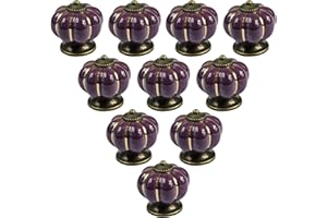PsmGoods®, pomelli vintage con design "a zucca" in stile europeo per porte e cassetti, adatti a cassettiere, credenze, armadietti, maniglie, manopole, 10 pezzi, viola