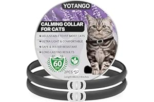 YOTANGO Collares Calmantes para Gatos, Collar Calmante para Gatos Ajustable, Impermeable Collar Feromonas para Gatos 60 Días de Duración, Anti-Ansiedad Collar para Gatos de Gatitos e Grandes Negro-2 Piezas