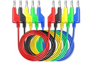 Cleqee 5 Stück Stapelbar Banane zu Bananenstecker Prüfkabel weiche elektrische Testkabel Draht 3,3ft/1m für Multimeter 1000V 15A