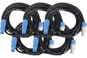 Pronomic Stage PPD-5 Câble Hybride Powerplug/DMX Lot de 5 - Câble combiné pour alimentation et signal DMX - Fini les câbles emmêlés pour connecter les effets lumineux - Longueur : 5 m - Noir