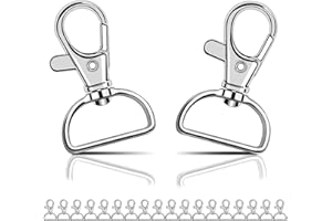 TRAUMARKEU 20 Stück Schlüsselkarabiner Schwenker Karabiner Schlüsselanhänger mit D-Ring Schlüsselringe Edelstahl mit 360° drehbarem Ösenring für Makramee Zubehör und DIY Handwerk (Innenbreite 20 mm)