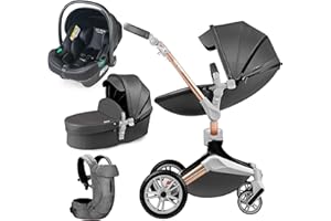 DIYCUT Neu Kinderwagen 3in1, kombiKinderwagen drehbar mit Babywanne/Sportwagen/Autositz,2023 (dunkelgrau3in1)