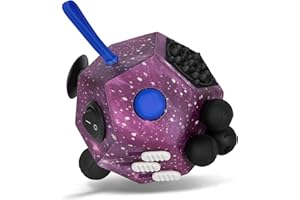 Milifox Fidget Cube for Kids Adults, Fidget Toys for Anxiety, Cube Fidgets Toy Anti Stress Autism OCD ADHD, 12 Sided Anxiety Toys for Adult Girls Boys Teens, purple