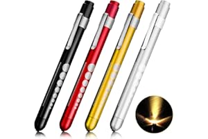 DALAETUS 4 Pièces Lampe de Diagnostic Kit, LED Penlight Réutilisable avec Clip de Poche, Pen Torch Professionnelle Portable pour l'Examen des ÉLèVes et l'Utilisation par les ÉTudiants