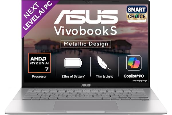 ASUS Vivobook S14,Smartchoice,AMD Ryzen AI 7 350,16GB RAM,1TB SSD,OLED, 14",Windows 11, Office24, M365 Basic (1Yr)*,Cool Silver,1.4Kg,M3407KA-SF048WS,50Tops,Metallic Design,Next-Gen AI