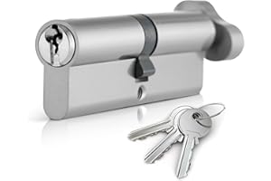 MAMAN XFORT® Chrome 40T/55 Thumb Turn Euro Cylinder Lock (95mm), Euro Door Barrel Lock with 3 Keys, Anti-Bump, Anti-Drill, Anti-Pick Door Lock with Key, High Security for Wooden, UPVC and Composite Doors.