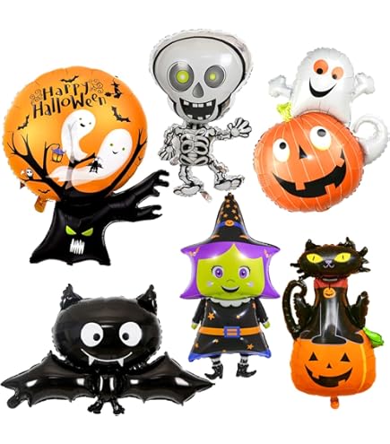 Halloween Geburtstagsdeko Set - Girlande & 10 Luftballons Mit Bändern