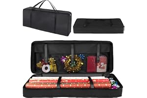Förvaringsväska för presentpapper, 82 x 13 x 34 cm presentpapper förvaring 600D oxfordtyg, förvaring presentpappersrullar, med nätfickor, kortfack, arrangör för presentpapper