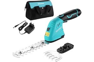 DURATECH Cisaille Sculpte-Haie Electrique, Taille-Herbes sans Fil 12V, Taille Haie Batterie 2000mAh, 2 Lames, Cisaille a Gazon Léger pour Coupe, Elagage, avec Sac Oxford