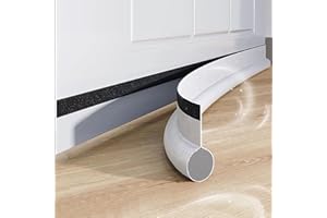Scettar Draft Excluder for Doors, 96cm One-sided White Door Draft Excluder, Dustproof and Windproof Draught Excluder for Bottom of Door, Hook & Loop Isolation Strip for Doors/Kitchen/Bathroom/Bedroom