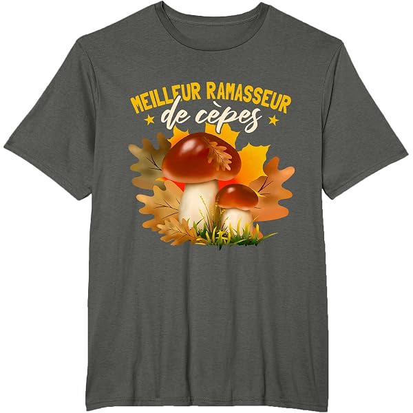 T-shirt Homme Gildan Light Cotton - Imprimé Visages De Champignons - Coton - Taille Regular - Neuf Sans étiquettes