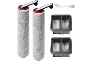 DIANSUNG Accessoires de rouleau de brosse pour Mova M10, pour Dreame Mova M10 pièces de rechange d'aspirateur eau et poussière, 2 rouleaux de brosse + 2 filtres HEPA + 1 brosse de nettoyage
