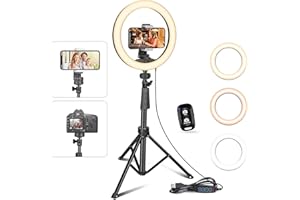 UBeesize Lampe annulaire avec trépied, 10" Selfie avec trépied de 62" pour Stream/Maquillage/Youtube vidéo/Photographie