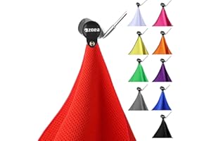 ZOEA Magnetic Towel, Magnetic Clip for Golf Towel, Microfiber Fabric Waffle Pattern Towels Industrial Strength Magnet for Strong Hold to Golf Carts or Clubs (Red, 1)
