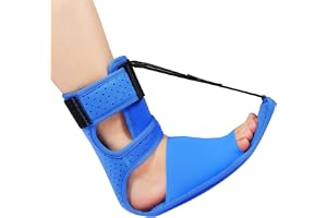 Aribliseza Plantar fasciit nattskena, 1 par blå fotbandage med justerbara remmar, stöd för hälsporre och plantar fasciit, dag