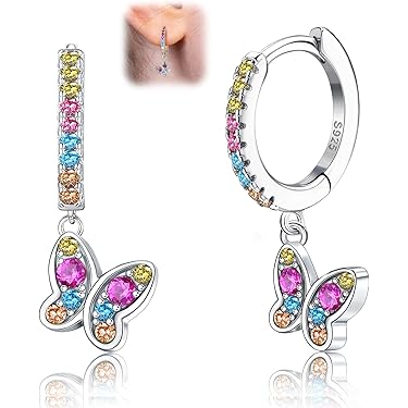 Teenie Weenie Pendientes Para Niños Con Circonita - Mariposa Azul - 925/1000 Plata De Ley SDO8015B