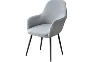 HEAVENLIFE Pokrowce na krzesła do jadalni z ramionami, elastyczne pokrowce na fotele, regulowane pokrowce na krzesła z oparciem, nowoczesne pokrowce na fotele w stylu nordyckim do salonu domu biura (jasnoszary)