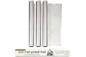 EcoGreenLiving Aluminium Foil 3 Rolls 30cm x 10m Made from 100% Recycled Material, Cooking Foil, Catering Foil + Cutting Edge, Durable Tin Foil for Your Kitchen & Food, Baking Foil for Your Oven.
