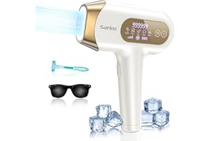 ‎SARLISI IPL Geräte Haarentfernung mit Eiskühlung Funktion, 999,999 Leichte Impulse Dauerhafte Schmerzlose Laser Haarentfernung mit Bildschirmanzeige für Gesicht Körper, Bikinibereich und Achseln