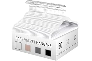 AVOS-DEALS-GLOBAL - Baby White Velvet Clothes Hanger, 50 Pack, Ultra-Thin Space Saving Organizers, Non-Slip Nursery Hangers for Babies, Infants, Toddlers and Kids