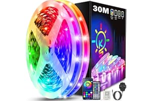 Keepsmile 30M Led Strip Lights(2 Rolls of 15M) with Music Sync,Bluetooth Smart App Control Color Changing Indoor Led Light Strips with Remote,Flexible Lights for Bedroom Birthday Home Party Decor