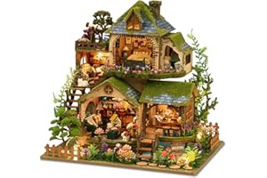 UINOFER DIY Miniatur Bausatz, Miniatur-Bausatz zum Selberbauen mit Möbeln, Modellhäuser zum Bauen, Bausatz für EIN Kleines Haus, Puppenhaus Bausätze für Erwachsene, Kinder (Forest Villa)