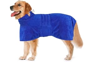 Dolahovy Mikrofaser Hund Bademantel Handtuch, Verstellbarer Hund Trocknungsmantel Super Saugfähiger Schnell Trocknender Hund Roben Handtuch Hund Bad Robe für Kleine Mittlere Große Hunde