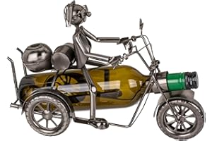 OOTB Out of the blue Portabotellas de Metal, diseño de Motorista, Aprox. 30 x 21 cm, Ideal como decoración y Paquete de Regalo, Multicolor